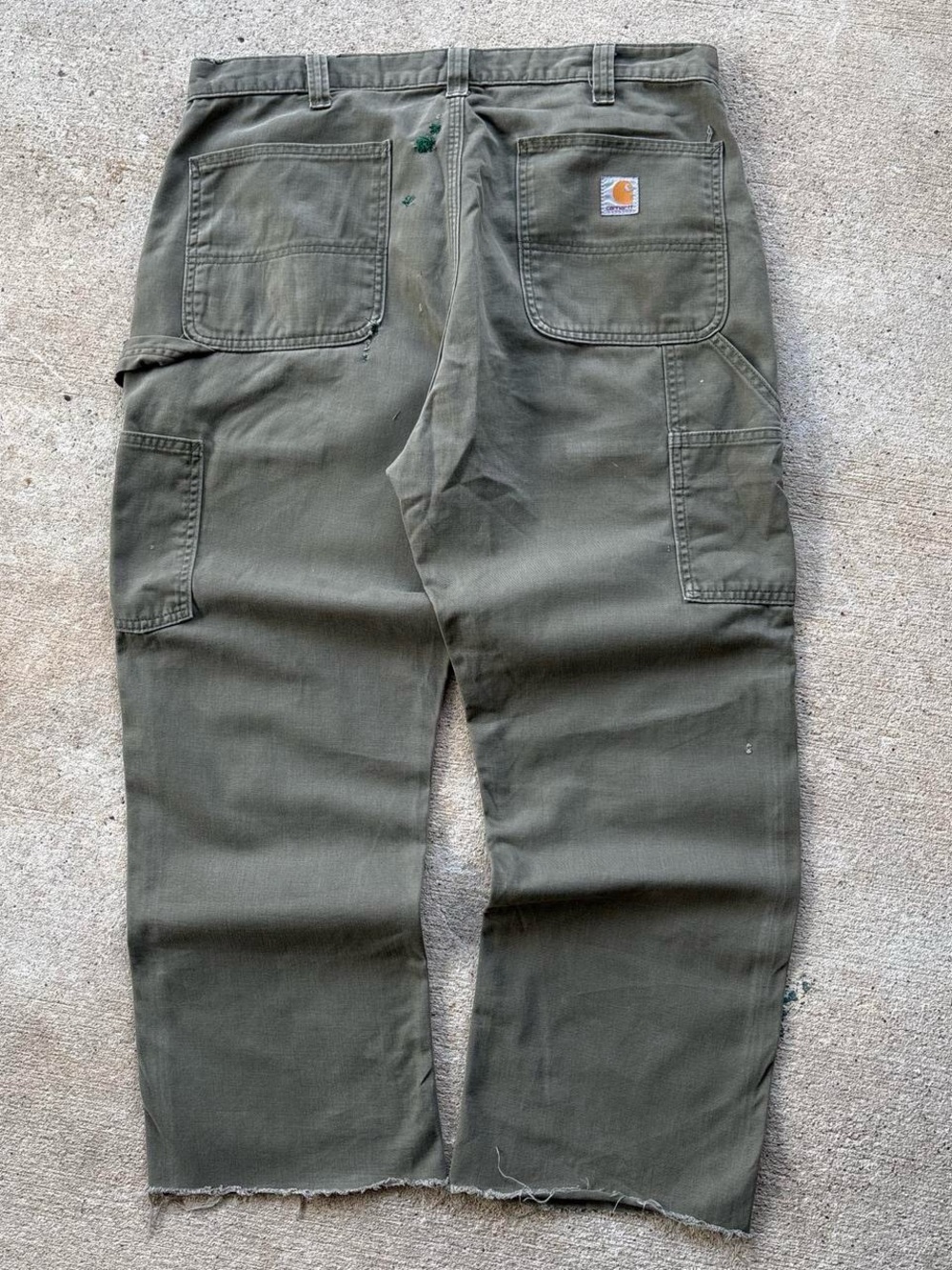 Carhartt Men’s Carpenter Straight Fit Khaki Green Pants 32x26 Cotton